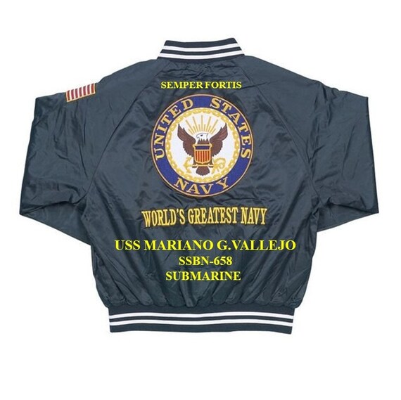 USS Mariano G.Vallejo  SSBN-658 Submarine Navy Embroidered 1-Sided Satin Jacket (Back Only) Officially Licensed