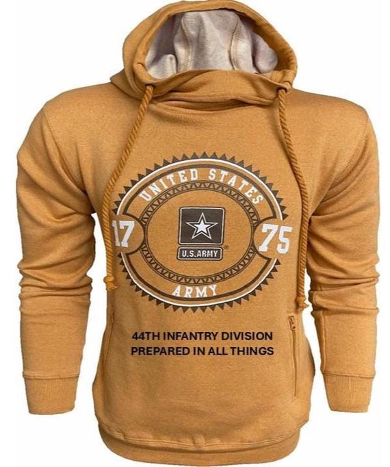 44TH Infantry Division* Prepared In All Things * U.S. Army Vintage Premium Camel Hoodie. Army Officially Licensed