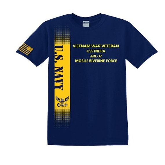 USS INDRA  ARL-37 Vietnam War Veteran*Mobile Riverine Force*Navy Verticle-Vinyl & Silk Screen.*Officially Navy Licensed Shirt