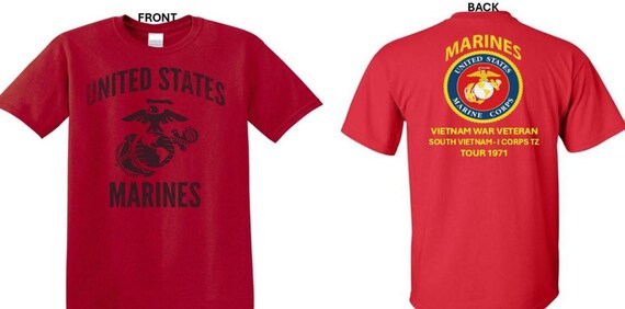 USMC*Tour 1971* Vietnam War Veteran* South Vietnam-I Corps TZ . 2-Sided T-Shirt. Marine Corps Officially Licensed.