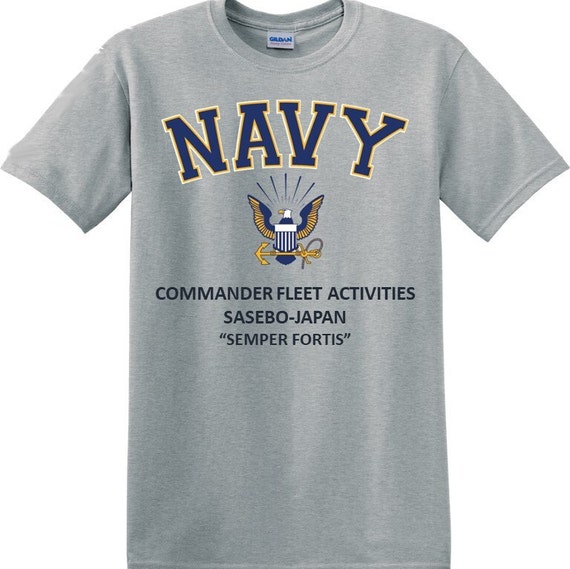 Commander Fleet Activities *Sasebo-Japan* Navy Eagle *T-Shirt. Vinyl & Digital Print. Officially Licensed Navy