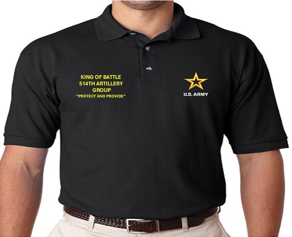514th Artillery Group *King of Battle* Protect and Provide *Embroidered polo shirt* Army Officially Licensed