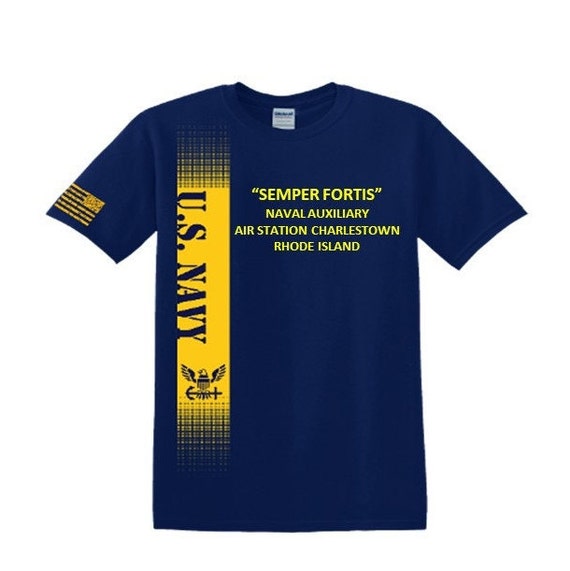 Naval Auxiliary Air Station Charlestown* Rhode Island * Semper Fortis*Navy Verticle-Vinyl & Silk Screen.*Officially Navy Licensed Shirt