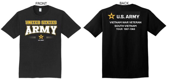 ARMY*Tour 1967-1968* Vietnam War Veteran* South Vietnam. 2-Sided T-Shirt. US ARMY Officially Licensed.