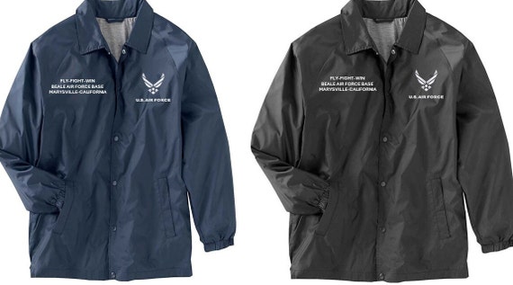 Beale Air Force Base *Marysville-California Coaches Jacket *Embroidered Right & Left Chest. USAF Officially Licensed.