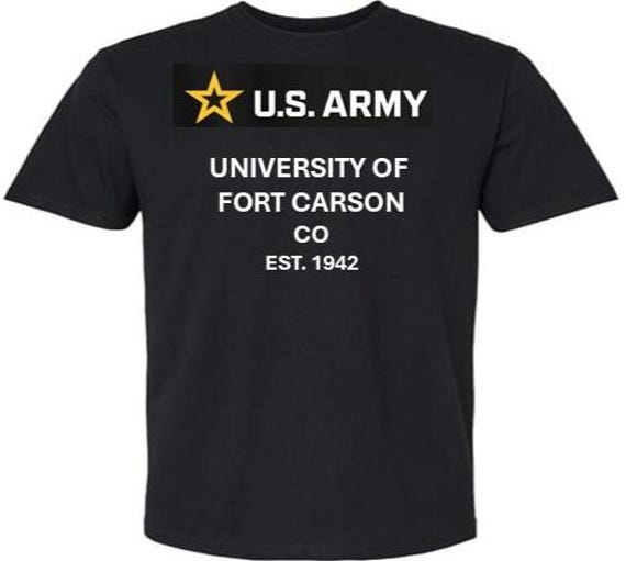 ARMY* University of Fort Carson* Est 1942* Colorado. U.S.Army shirt.  (Army Officially Licensed)