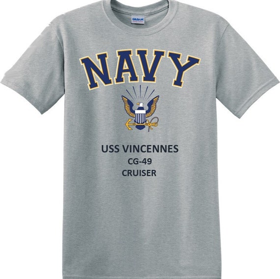 USS VINCENNES  CG-49 * Cruiser* Navy Eagle *T-Shirt. Vinyl & Digital Print. Officially Licensed Navy