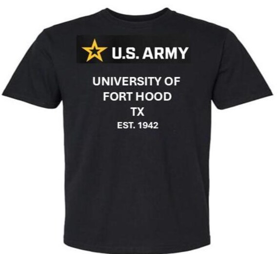 ARMY* University of Fort Hood* Est 1942* Texas. U.S.Army shirt.  (Army Officially Licensed)