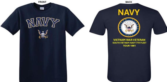 NAVY*Tour 1961* Vietnam War Veteran* South Vietnam-Navy Seventh Fleet. 2-Sided T-Shirt. US NAVY Officially Licensed.