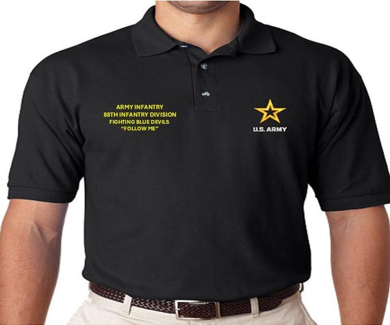 88th Infantry Division* Fighting Blue Devils*Army Infantry*Follow Me  *Embroidered polo shirt* Army Officially Licensed.