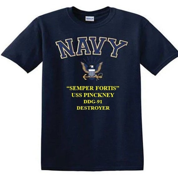 USS PINCKNEY DDG-91 Destroyer"Semper Fortis" Navy Logo Vinyl Shirt (Navy Officially Licensed)