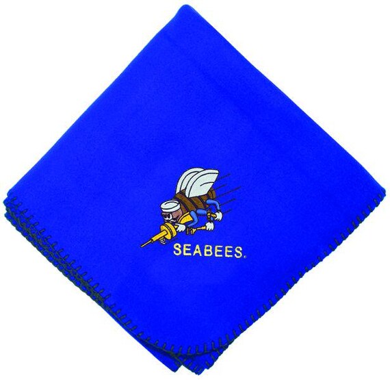 Seabees DEMB Stadium Fleece Blanket (58X52) Navy Officially Licensed