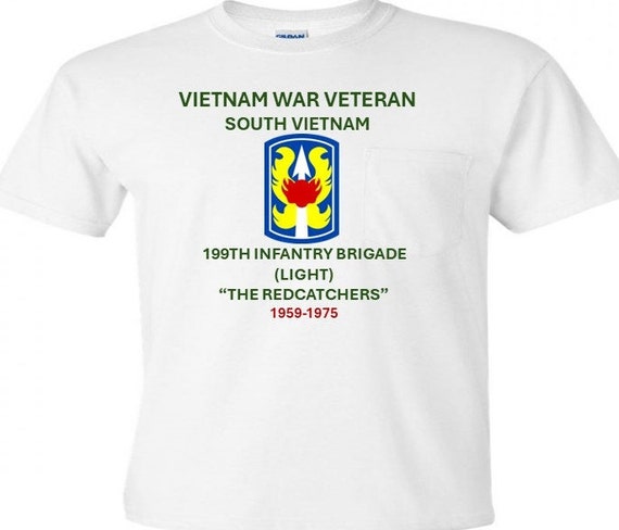 199th Infantry Brigade Light * The Redcatchers* Vietnam War Veteran 1959-1975*  Campaigns Military Shirt.