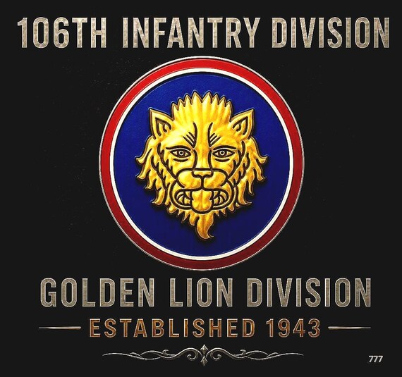 106th Infantry Division* GOLDEN LION Division* Established 1943 * 2-Sided Vinyl Shirt. ARMY Officially Licensed