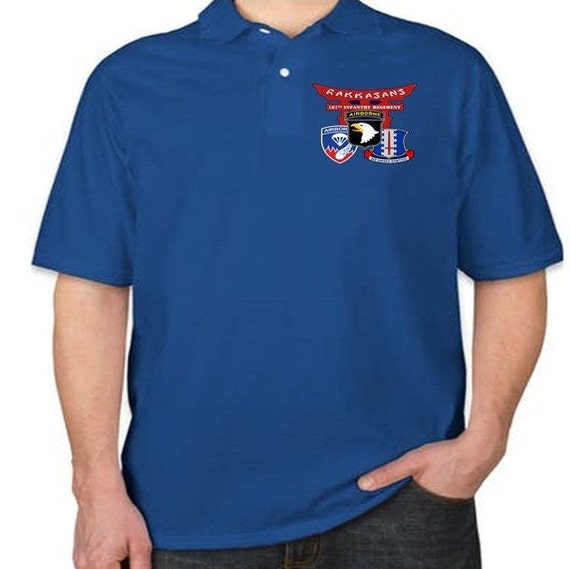 Rakkasans  187th Infantry Regiment * 101st Airborne Division Vinyl Light Weight Left Chest Polo Shirt.