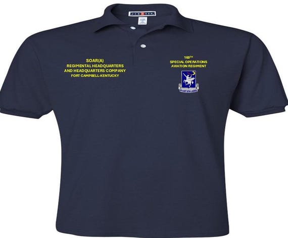 Regimental Headquarters SOAR A*Fort Campbell*160th Special Operations Aviation Regiment* Night Stalkers*Embroidered Left-Right Polo Shirt.