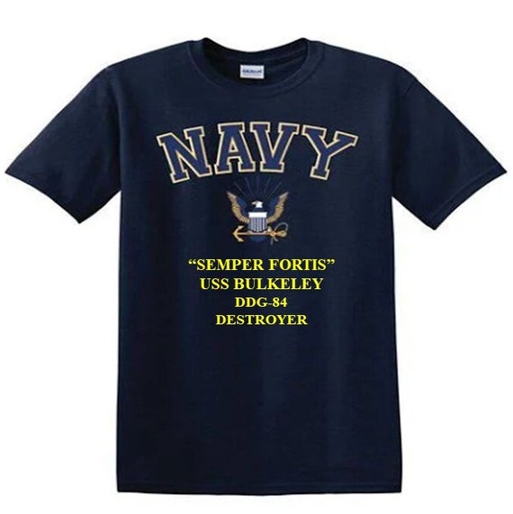 USS BULKELEY DDG-84 Destroyer"Semper Fortis" Navy Logo Vinyl Shirt (Navy Officially Licensed)