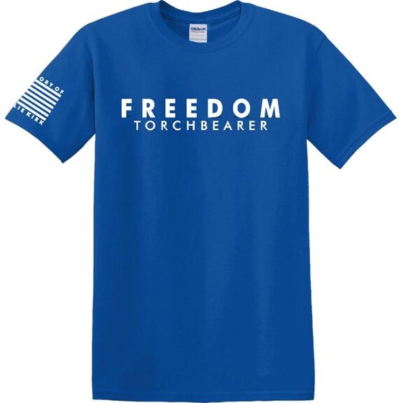Freedom Torchbearer & Charlie Kirk USA Flag on Right Sleeve Shirt
