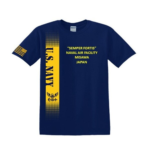 Naval Air Station Misawa* Japan * Semper Fortis*Navy Verticle-Vinyl & Silk Screen.*Officially Navy Licensed Shirt