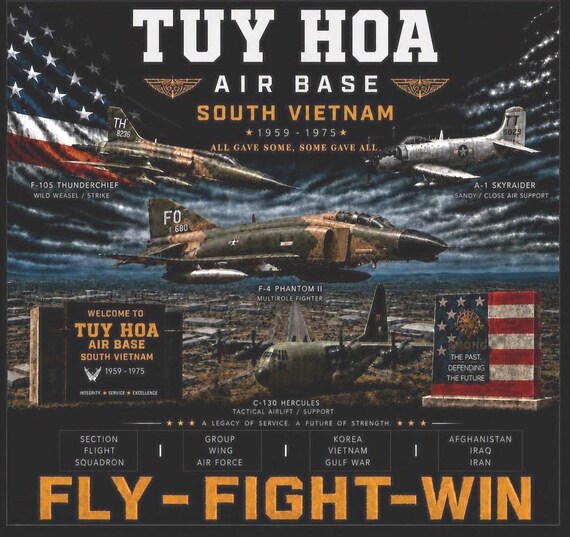 TUY HOA Air Base * South Vietnam*Vietnam Veteran* 2-Side Vinyl Shirt. USAF Officially Licensed.
