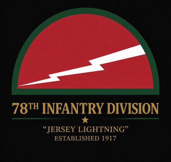 78TH Infantry Division* JERSEY LIGHTNING* Established 1917 * 2-Sided Vinyl Shirt. ARMY Officially Licensed