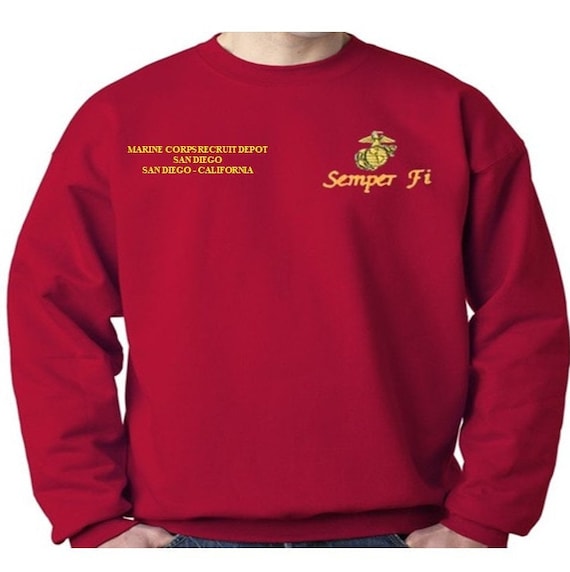 Marine Corps Recruit Depot San Diego * San Diego-California Sweatshirt. Embroidered Left & Right Chest Sweatshirt. Officially Licensed