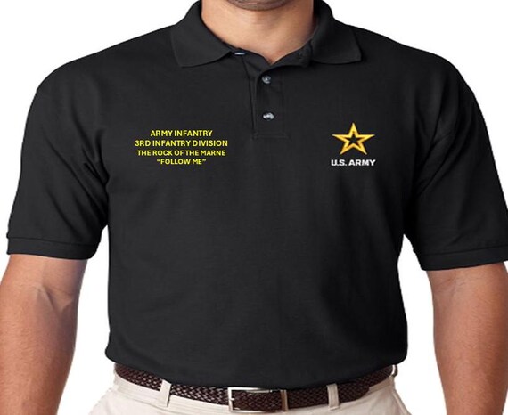 Army Infantry*3rd Infantry Divison*The Rock of the Marne*Follow Me *Embroidered polo shirt* Army Officially Licensed