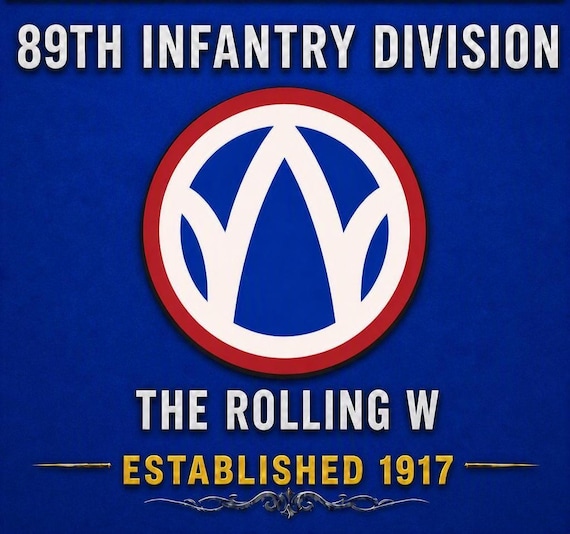 89TH Infantry Division* The Rolling W* Established 1917 * 2-Sided Vinyl Shirt. ARMY Officially Licensed