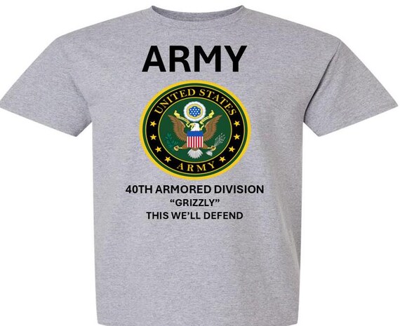 40TH Armored Division * GRIZZLY* This We'll Defend* Army Logo. Army Officially Licensed
