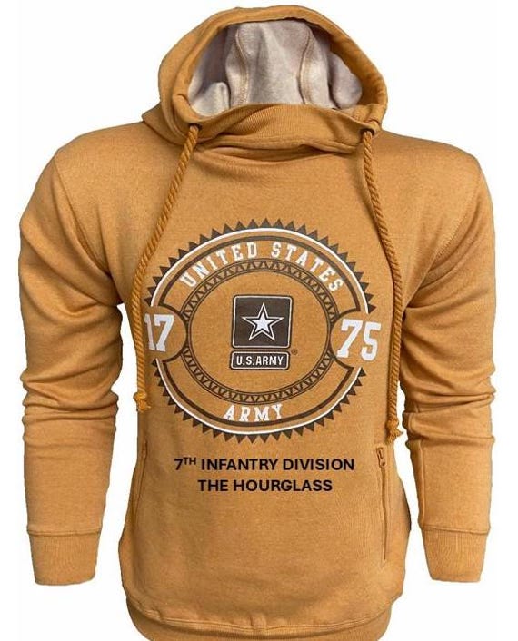 7TH Infantry Division* The Hourglass * U.S. Army Vintage Premium Camel Hoodie. Army Officially Licensed