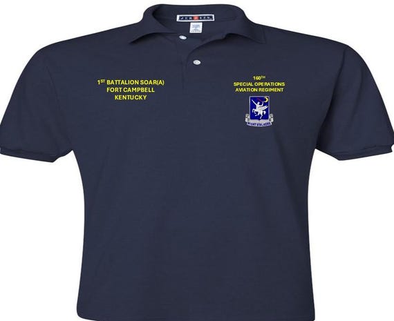 1st Battalion SOAR A* Fort Campbell-Kentucky*160th Special Operations Aviation Regiment* Night Stalkers*Embroidered Left-Right Polo Shirt.