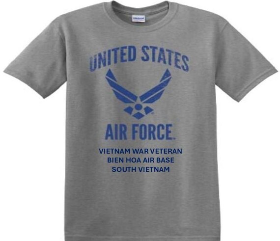 Bien Hoa Air Base *South Vietnam * Vietnam War Veteran. Distressed/Subdued U.S. Air Force Shirt. Officially Licensed USAF