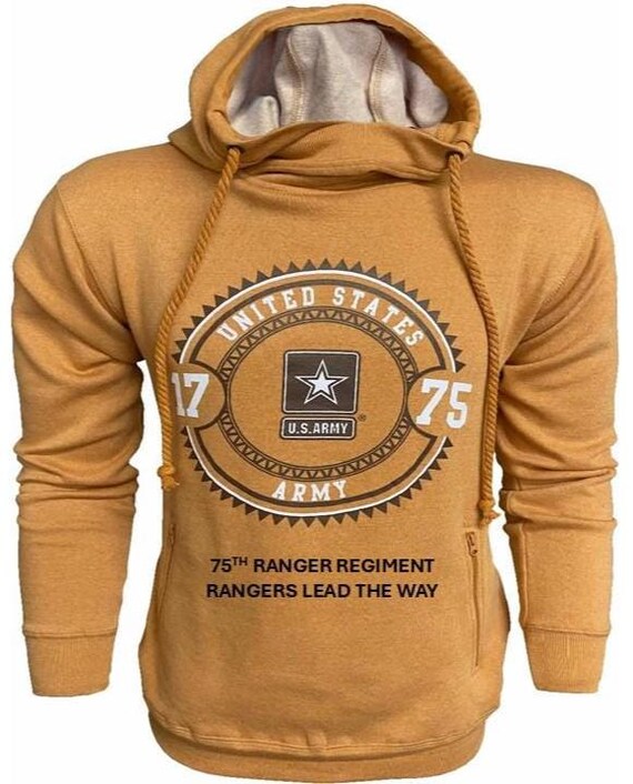 75th Ranger Regiment* Rangers Lead the Way * U.S. Army Vintage Premium Camel Hoodie. Army Officially Licensed