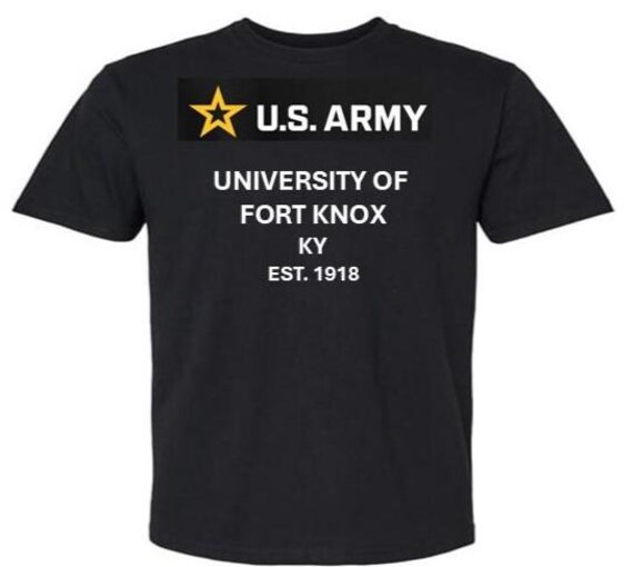 ARMY* University of Fort Knox* Est 1918* Kentucky. U.S.Army shirt.  (Army Officially Licensed)