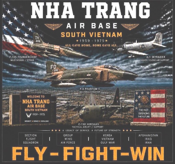 NHA TRANG Air Base * South Vietnam*Vietnam Veteran* 2-Side Vinyl Shirt. USAF Officially Licensed.