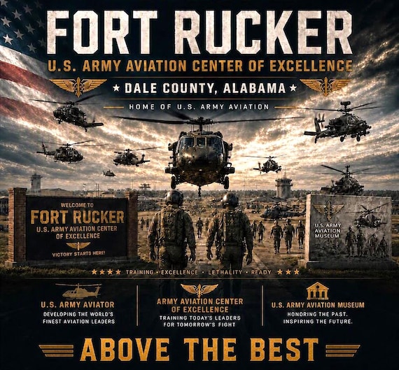 Fort Rucker * Dale County-Alabama* Above the Best*2-Sided Vinyl Shirt. ARMY Officially Licensed