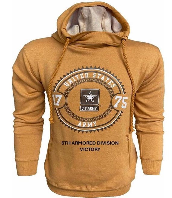 5TH Armored Division* Victory * U.S. Army Vintage Premium Camel Hoodie. Army Officially Licensed