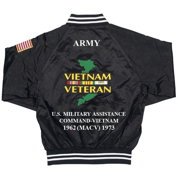 U.S.Military Assistance Command Vietnam MACV ARMY Vietnam Veteran South Vietnam Embroidered  1-Sided Satin Jacket (BACK Only)