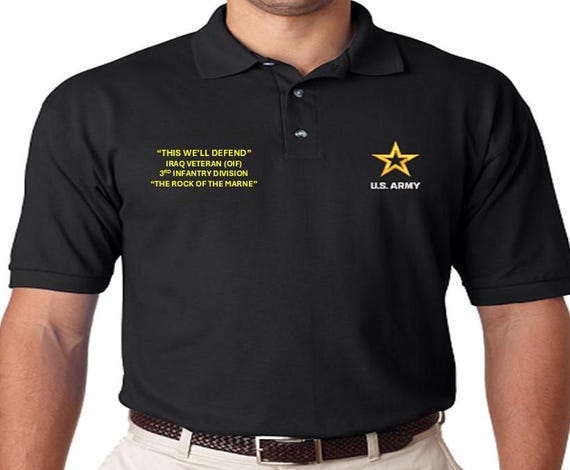 3rd Infantry Divison*The Rock of the Marne* Iraq Veteran OIF *Embroidered polo shirt* Army Officially Licensed