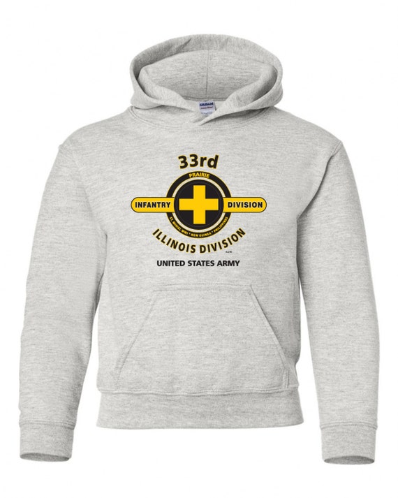 33rd Infantry Division"Illinois" Battle & Campaign Hoodie Sweatshirt w/Pockets.