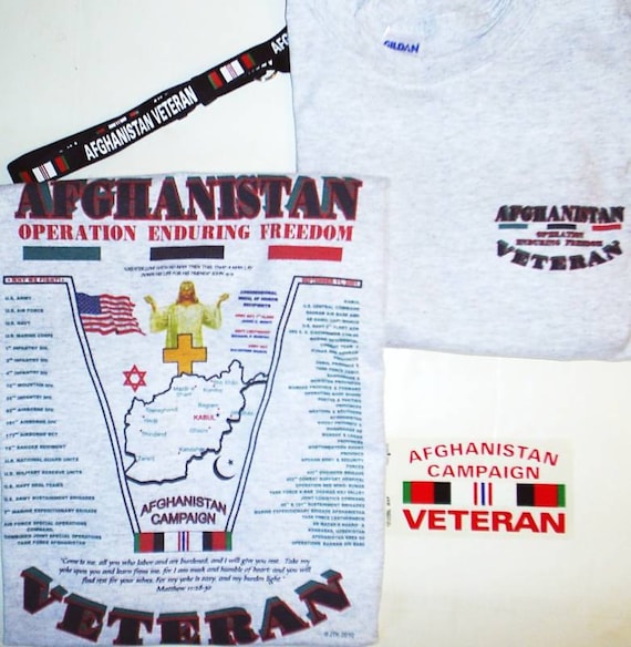 Afghanistan Veteran Operation Enduring Freedom Military Unit and Operation 2-Sided Gray  Shirt