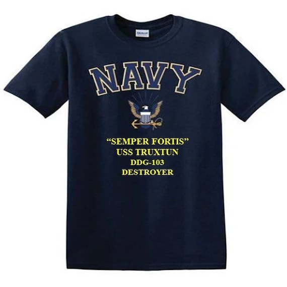 USS TRUXTUN DDG-103 Destroyer"Semper Fortis" Navy Logo Vinyl Shirt (Navy Officially Licensed)