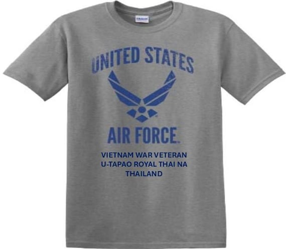 U-Tapao Royal Thai NA * Thailand* Vietnam War Veteran. Distressed/Subdued U.S. Air Force Shirt. Officially Licensed USAF