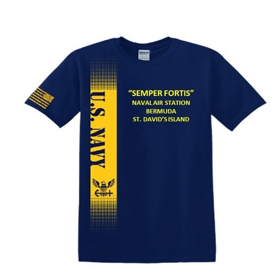Naval Air Station Bermuda* St David's Island * Semper Fortis*Navy Verticle-Vinyl & Silk Screen.*Officially Navy Licensed Shirt