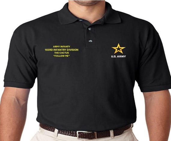 103rd Infantry Division* The Cactus* Army Infantry*Follow Me  *Embroidered polo shirt* Army Officially Licensed