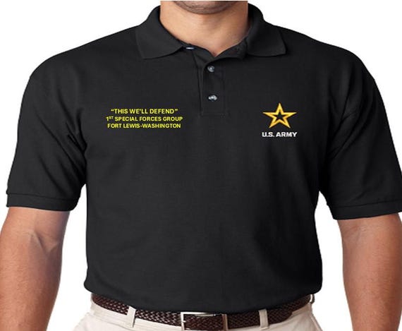 1st Special Forces Group* Fort Lewis-Washington*Embroidered polo shirt* Army Officially Licensed