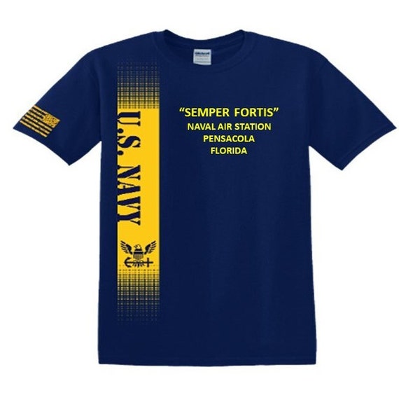 Naval Air Station Pensacola* Florida* Semper Fortis*Navy Verticle-Vinyl & Silk Screen.*Officially Navy Licensed Shirt