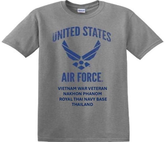 Nakhon Phanom Royal Thai Navy Base * Thailand* Vietnam War Veteran. Distressed/Subdued U.S. Air Force Shirt. Officially Licensed USAF