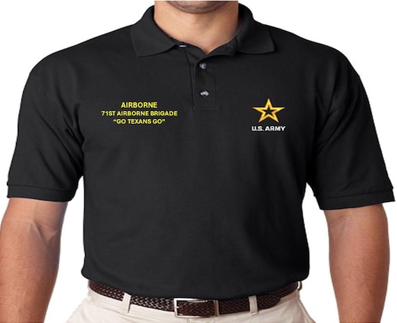 71st Airborne Brigade*Airborne*Go Texas Go* *Embroidered polo shirt* Army Officially Licensed