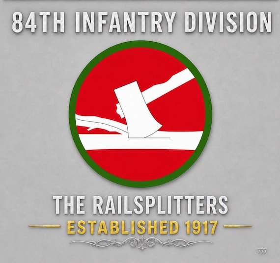 84TH Infantry Division* The Railsplitters* Established 1917 * 2-Sided Vinyl Shirt. ARMY Officially Licensed